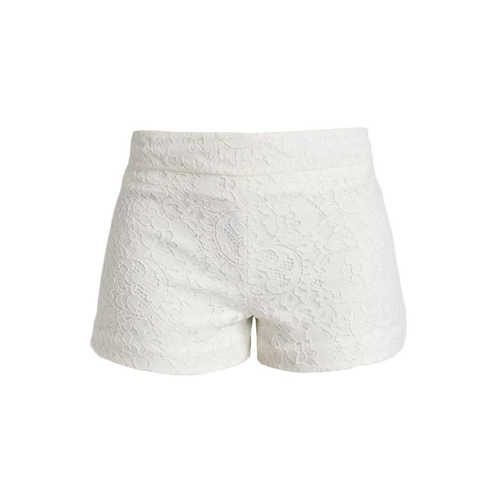 ALICE + OLIVIA OFF WHITE FLORAL LACE FITTED SHORTS MID RISE WOMEN’S SIZE 14 NWT